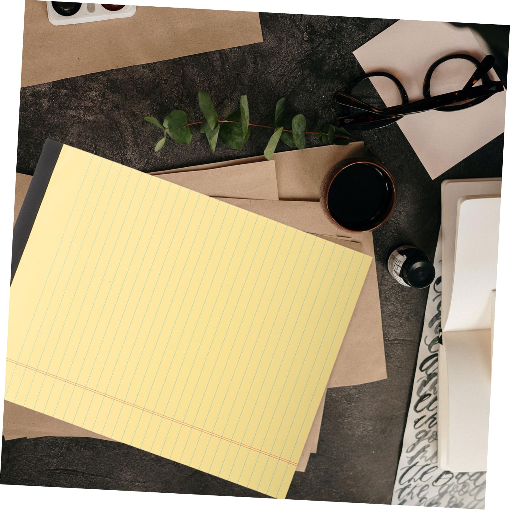 Blocco Note A4 6 Pezzi in Pasta di Legno, Pagine Rigate | Layout a Sezioni Strappabile, Giallo 214×295mm, Uso Quotidiano e Business per Professionisti e Studenti