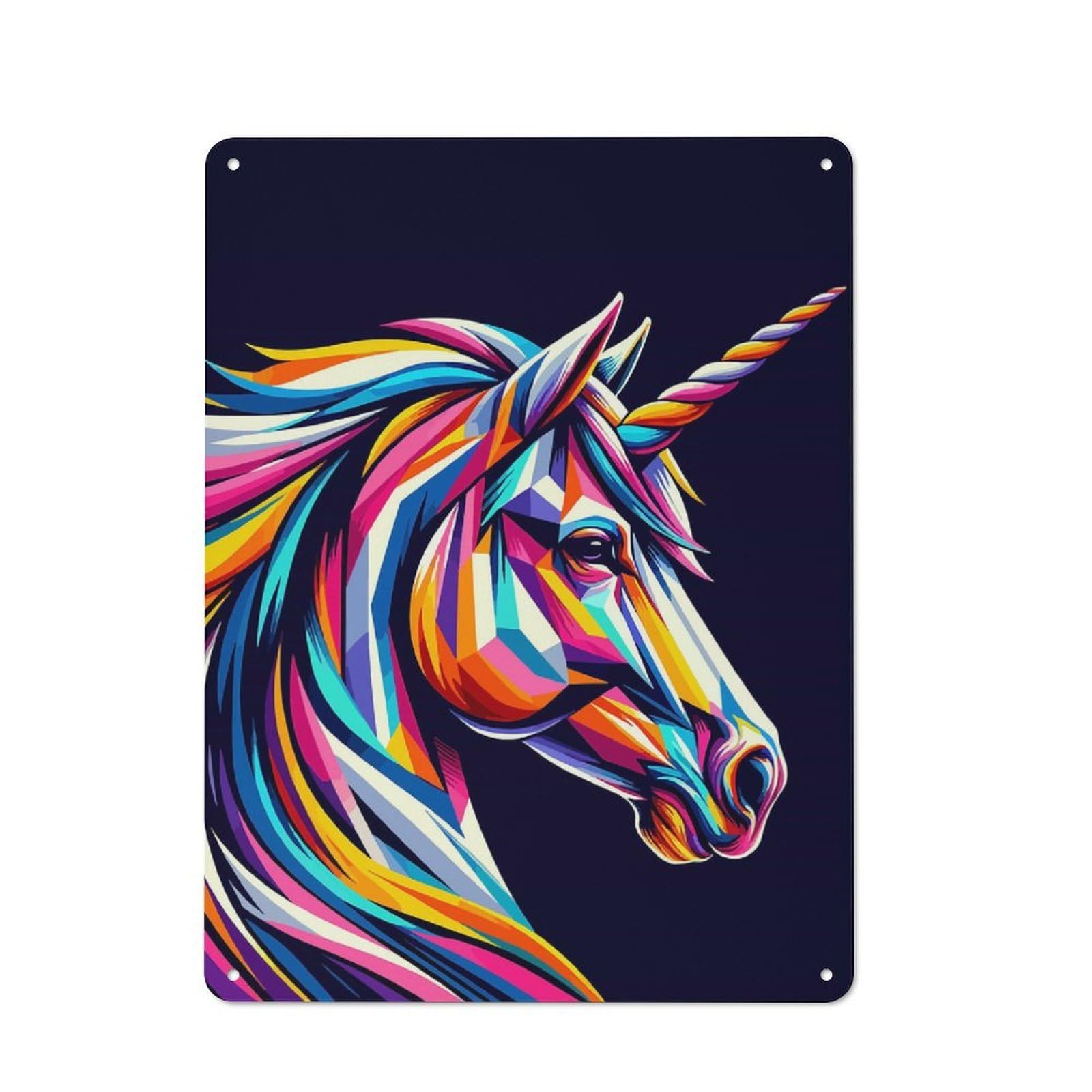 Unicorn Wpap Pop Art Rustic Metal Wall Decor 40x30cm, Metal Wall Sign for Pub, Home Bar, Shed Or Man Cave
