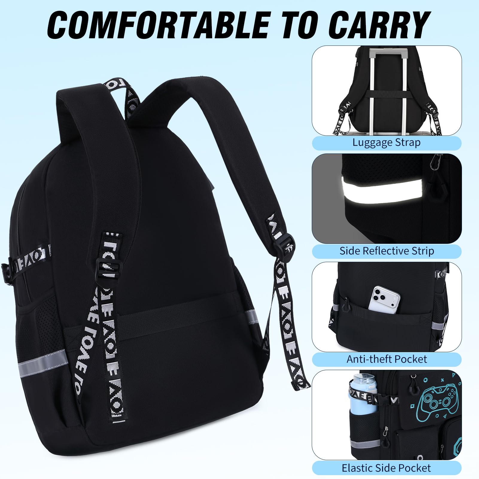 Lot de 2 Sacs à Dos d'École Adolescents avec Trousse