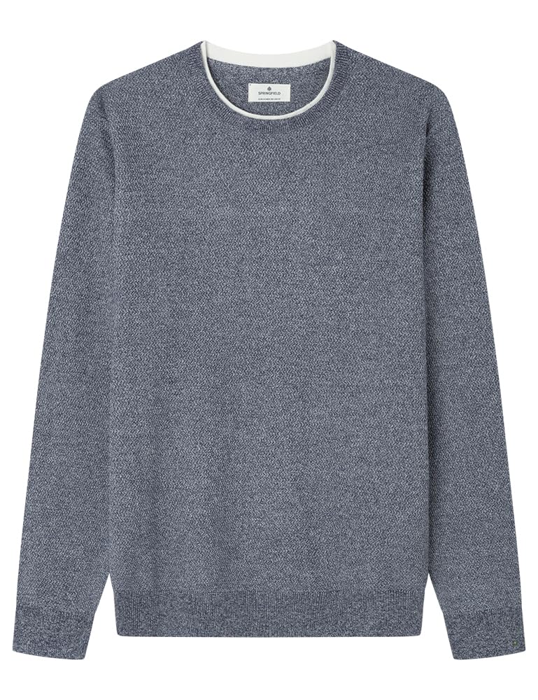 SPRINGFIELD Men's 5ic Sweater Estructura Torzal C/Doble Jersei, Navy, XL