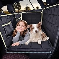 Lassie Heavy-Duty Dog Car Hammock with Hard Bottom & Mesh Window - 400lbs Waterproof Backseat Extender, Non-Slip Pet Seat Protector for SUV/Truck/Car