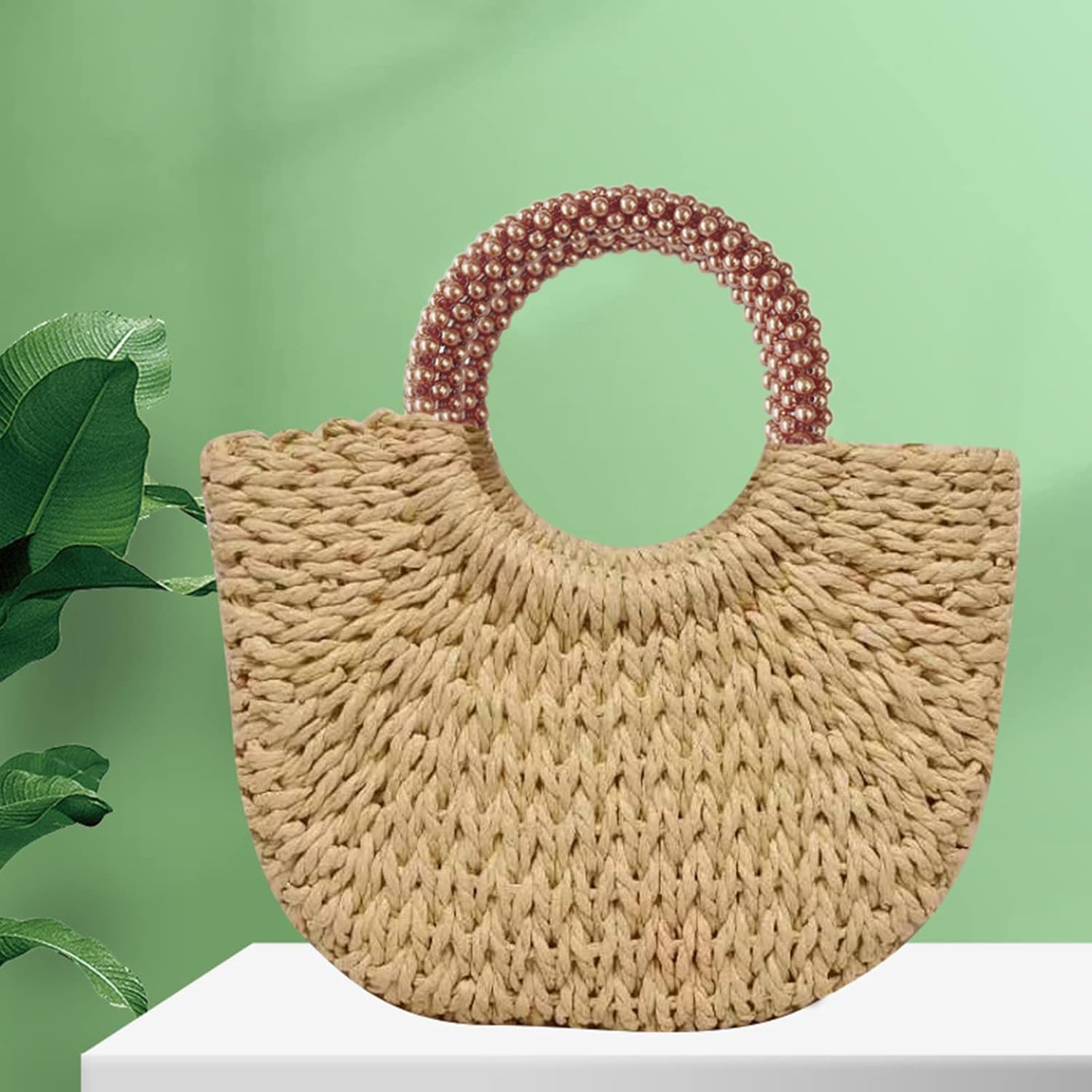 TXIN 2 Pieces Pearl Beaded Purse Handle, Imitation Pearl Decor Handbag Handle, Short Replacement Bag Chain Accessories with Golden Ring for DIY Handmade Woven Crochet Bag Purse Making Supplies (White) - Image 4