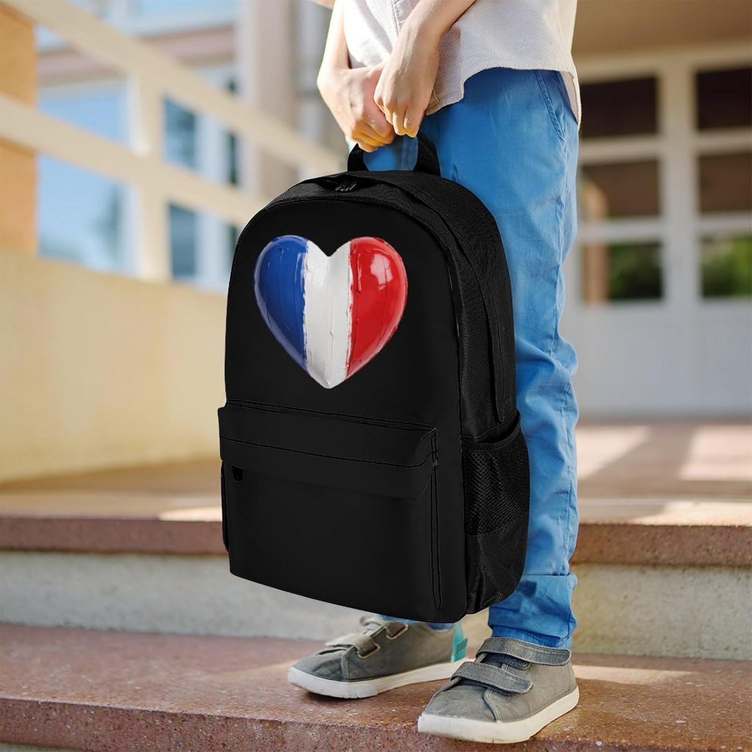 French Flag France Heart Backpack Lightweight Backpacks Work Bag