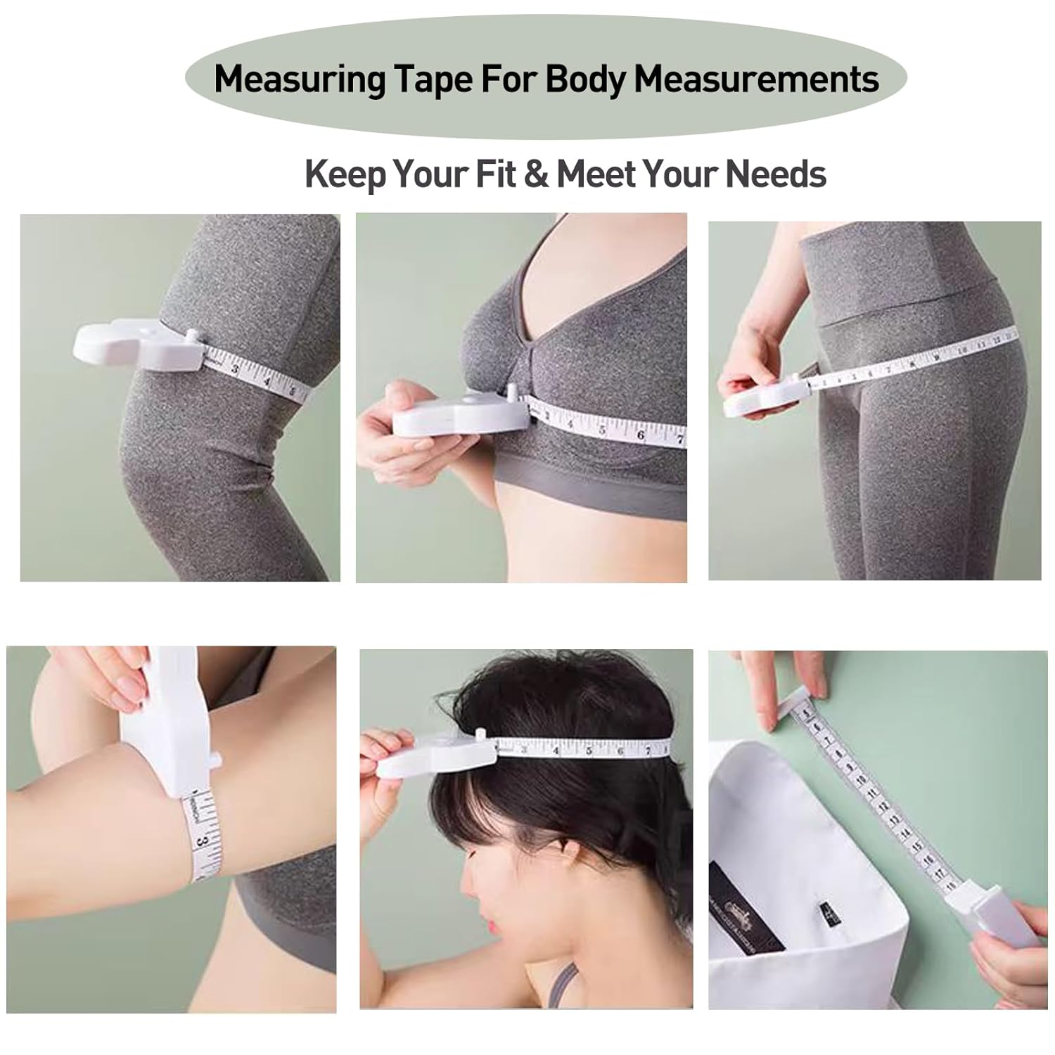 Tape Measure Body Measuring Tape Kit - 60-Inch Automatic Telescopic & 79-Inch Double Scale Flexible Vinyl Tape Measures - Ideal for Fitness, Waist, Hip, Bust, Arms, Sewing, Craft and More (2-in-1 Set)