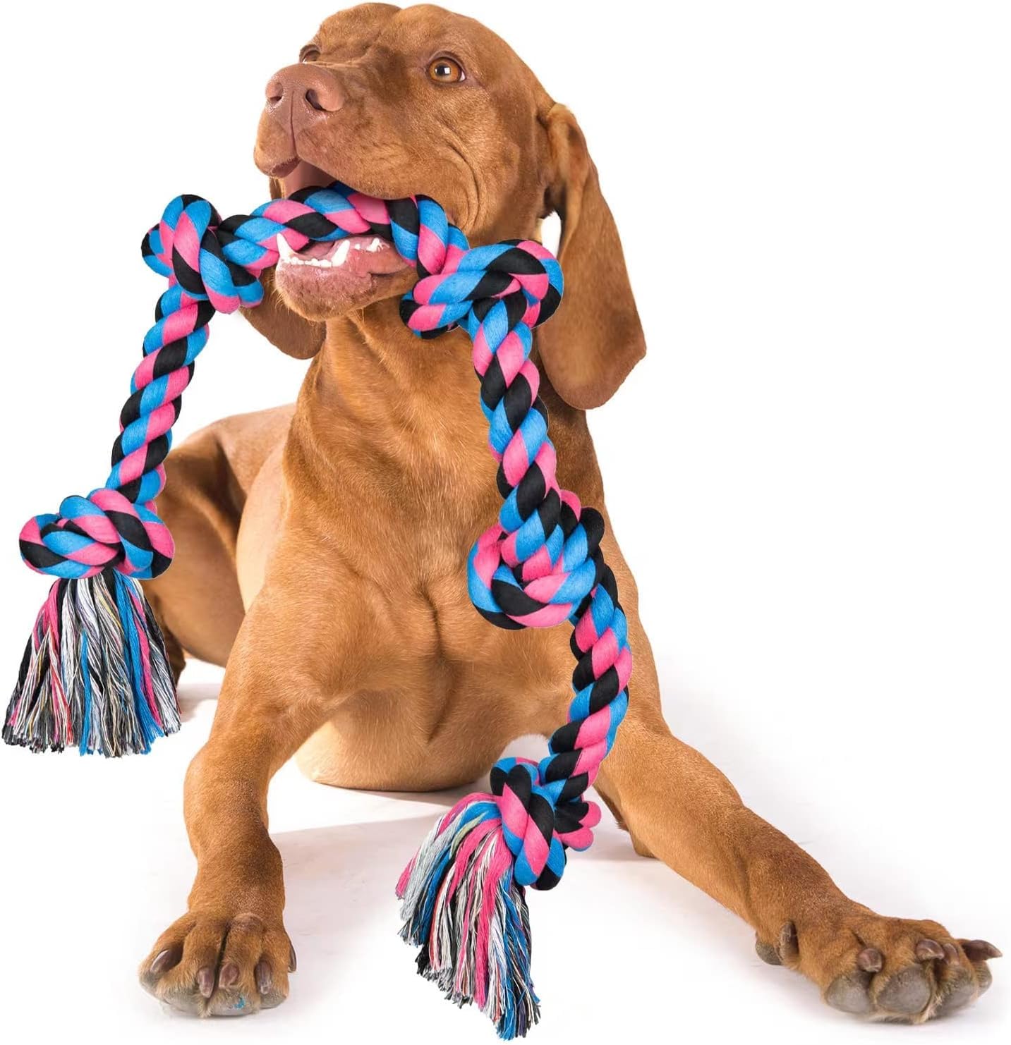 Toys for Aggressive Chewers - 5 Knot Tough Rope Chew Toys for Large Dogs, Indestructible Cotton Rope for Medium Breed Dog ...