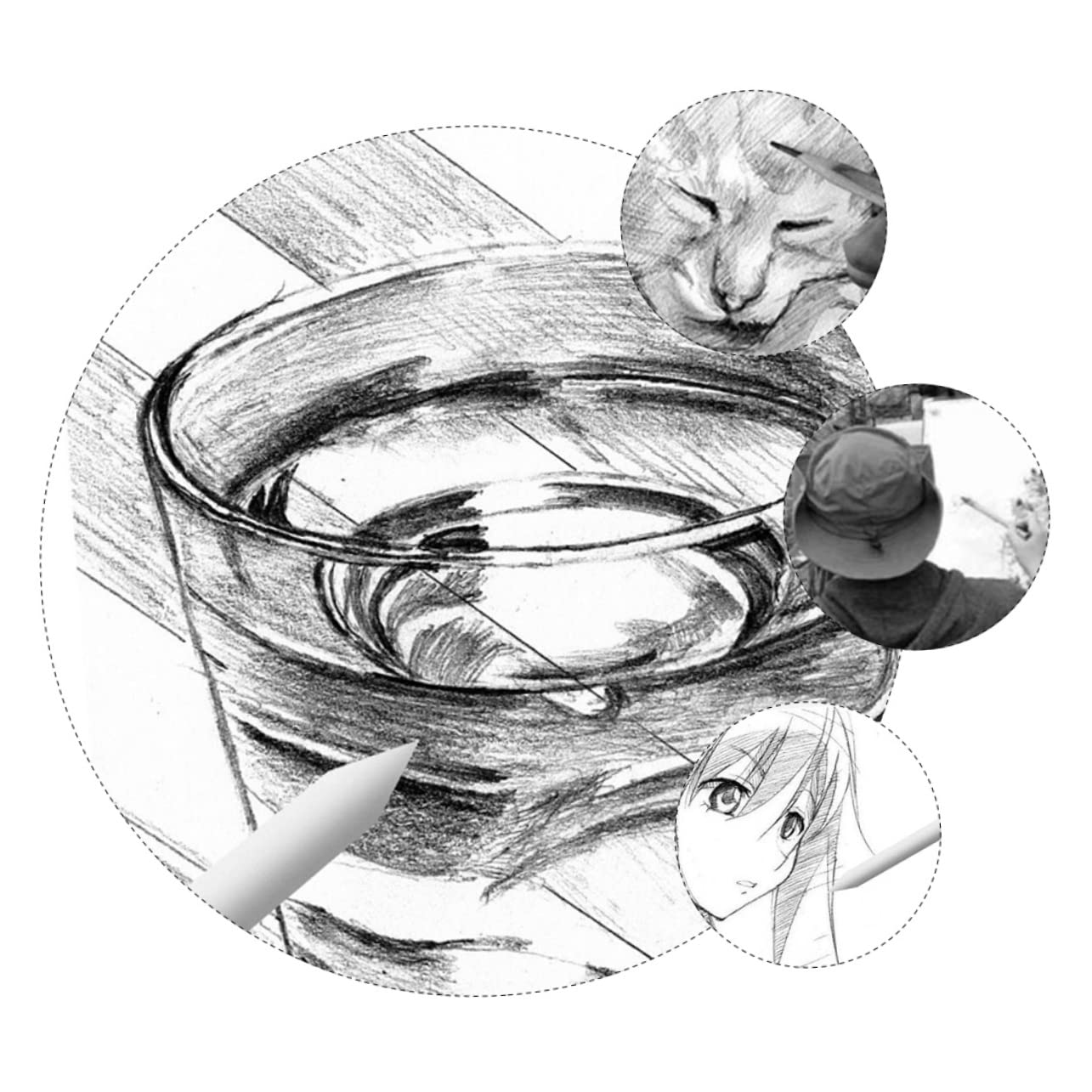 HOODANCOS Sketching Drawing Kit 22pcs Art Supplies Erasable Pencils Pencil Set Charcoal Drawing Set Sandpaper Paper Random Color