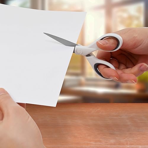 Miniatura 13 de Westcott 8" Bent Craft Scissors with Titanium-Bonded Blades for Heavy-Duty Use (White or Blue, Colors May Vary)