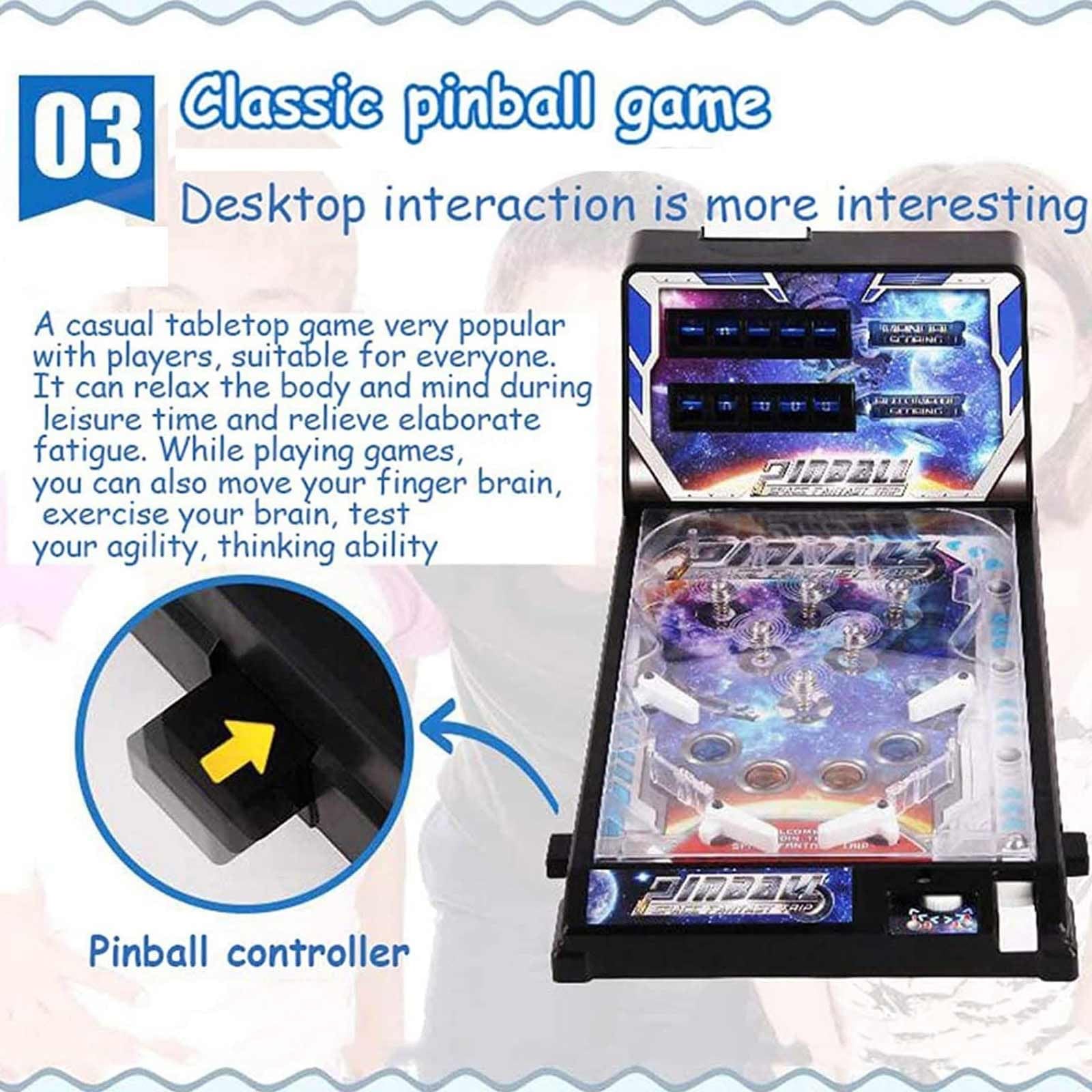 Máquina de Pinball para Mesa Mini Máquina Arcade Retro con Luces y Sonido Arcade de Canicas de Escritorio Electrónico para Habitaciones o Pisos Pequeños