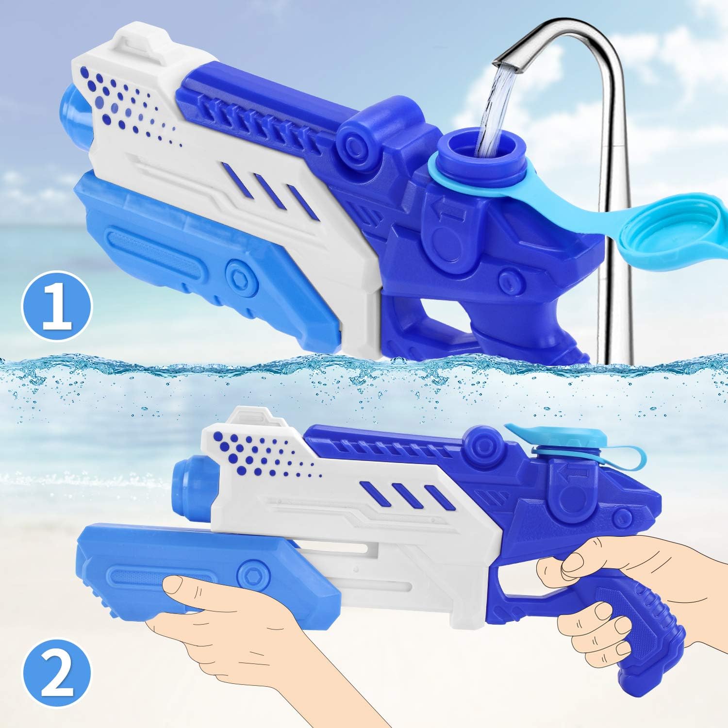 3 Packs Water Guns for Kids Adults Summer Super Fighting Soaker Blaster Swimming Pool Beach Sand Outdoor Play Squirt Water Toys Party Favors: Toys & Games