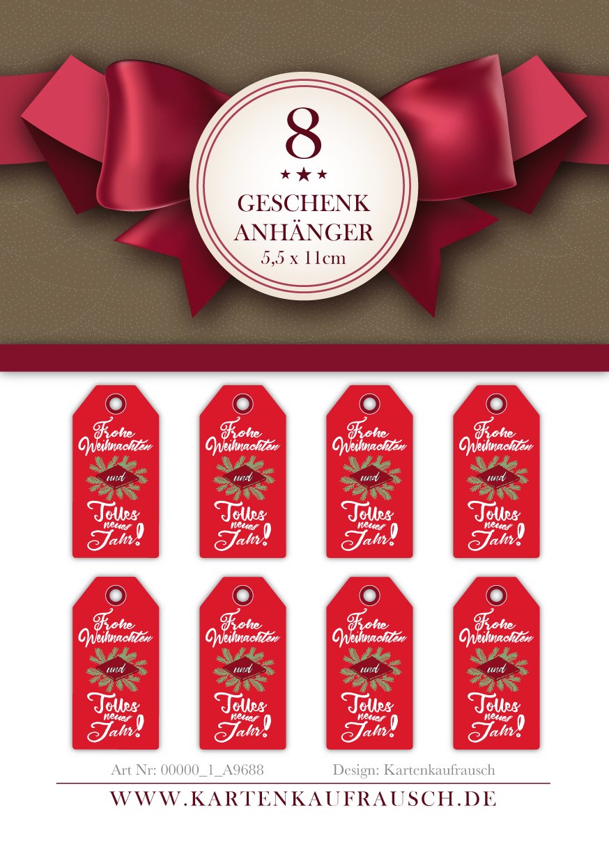 Kartenkaufrausch 80 rote Retro Vintage Weihnachts Geschenkanhänger farbig Geschenkkarten Papieranhänger Hängeetiketten für Weihnachten mit Weihnachts Glückwunsch • zum Verzieren von Geschenktüten