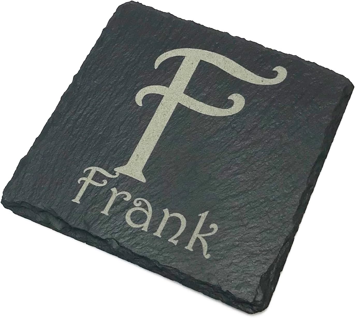 Initialed & Named Slate Coaster - Personalised engraved drinks coaster