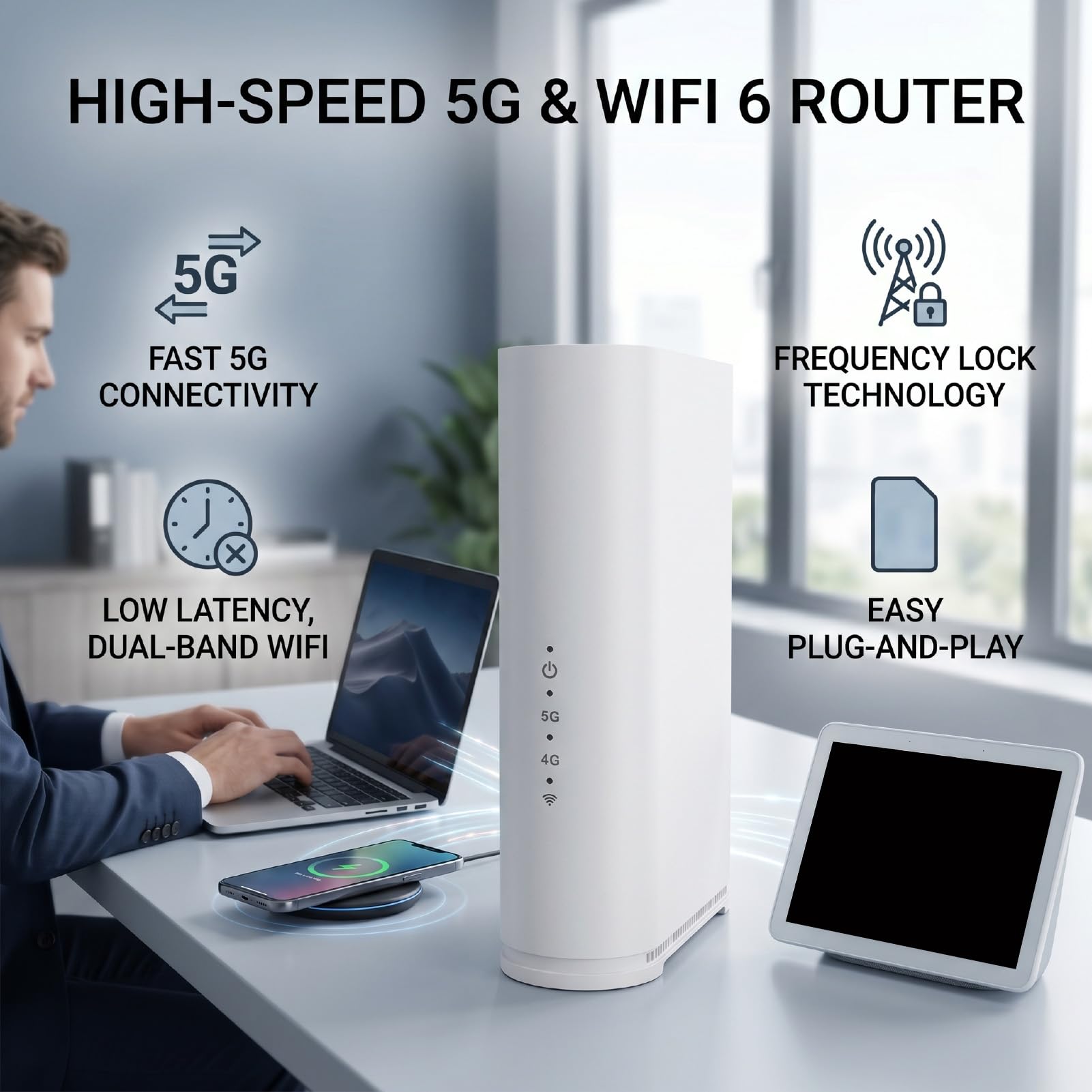 Generic Modem Router 5G WiFi Dual Band Ad Alte Prestazioni per Ambienti Domestici e Industriali Materiale ABS Resistente 1 unità