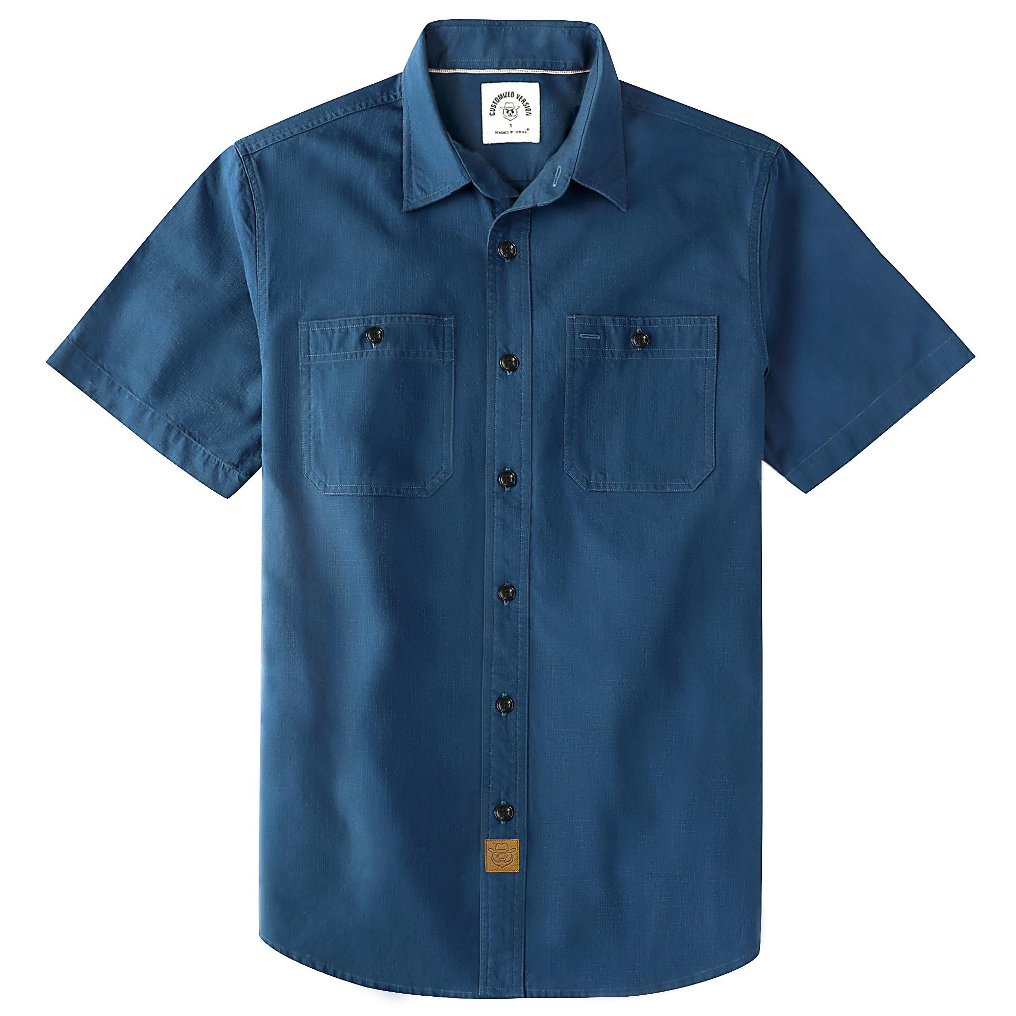 Dubinik Men's Short Sleeve Chambray Shirt Regular Fit