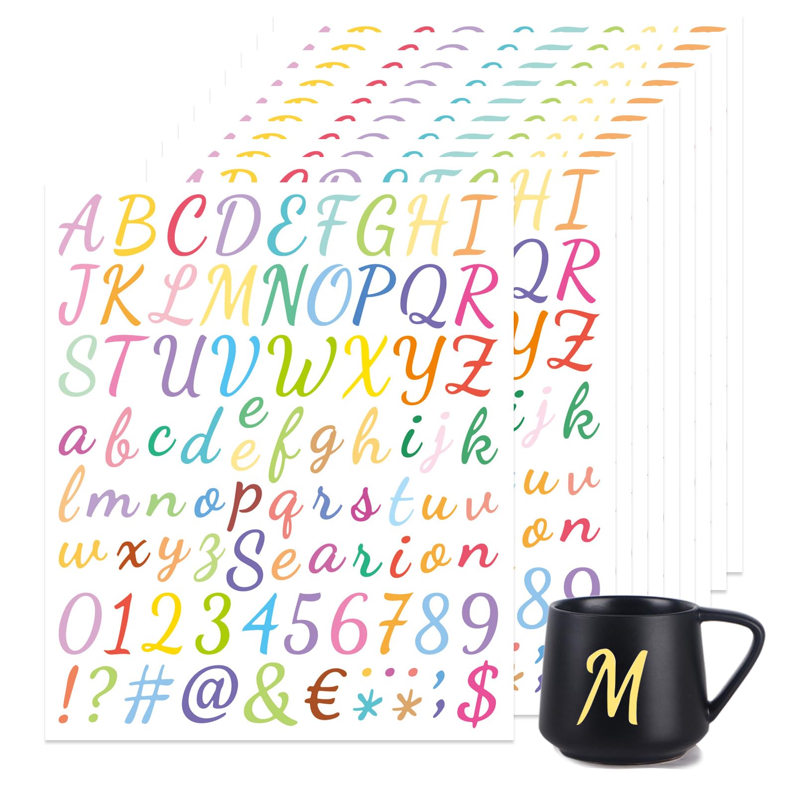JJWNMLL letras adhesivas 10 Hojas - lindo colorido alfabeto letras adhesivas grandes pegatinas letra adhesiva pegatinas para niños decoración artes DIY scrapbook manualidades(Color B)