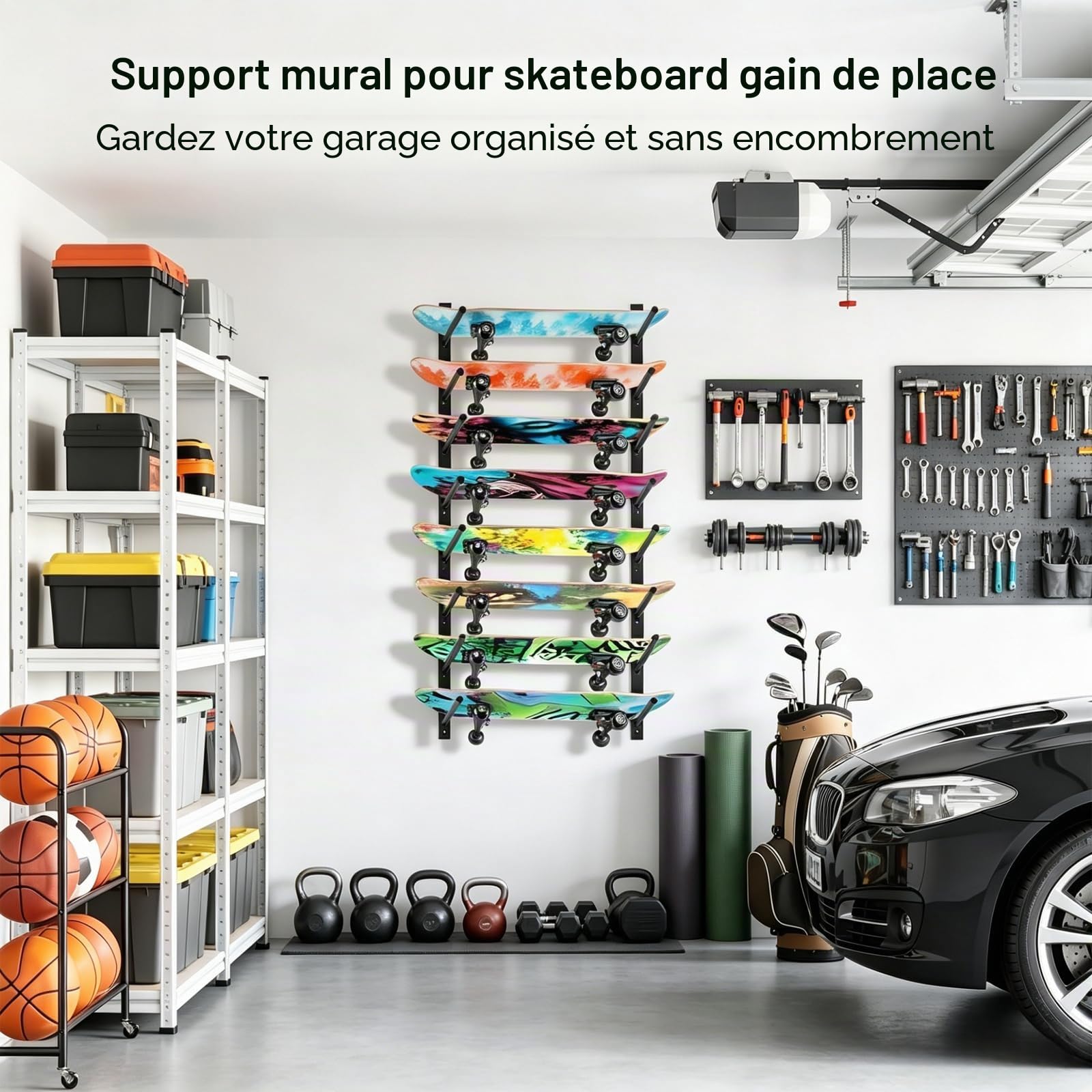 Support mural pour skateboard, planche à neige, skis et longboard - BiJun