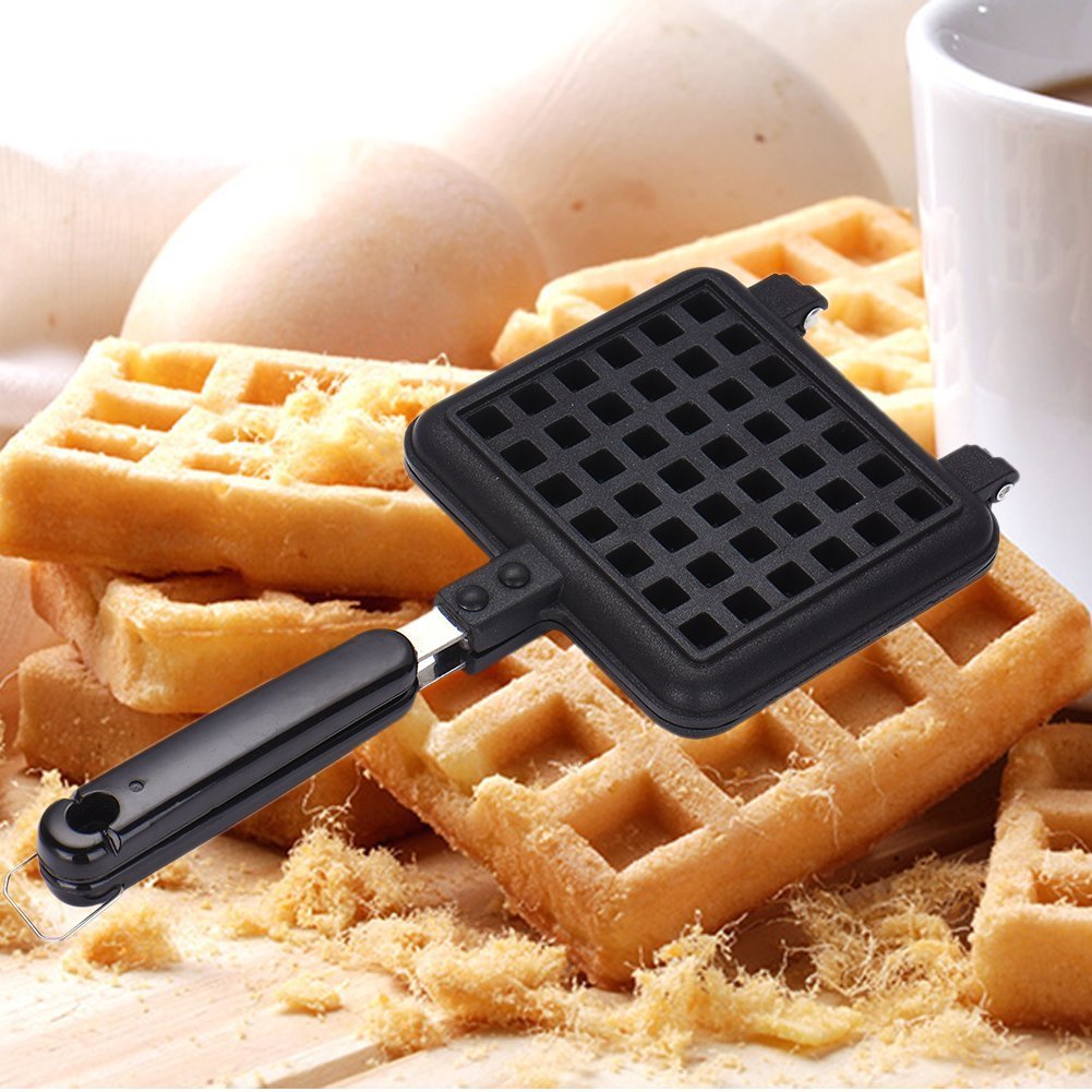 Manuelles Waffeleisen aus Aluminium für Herd mit Antihaftbeschichtung innen und Griff