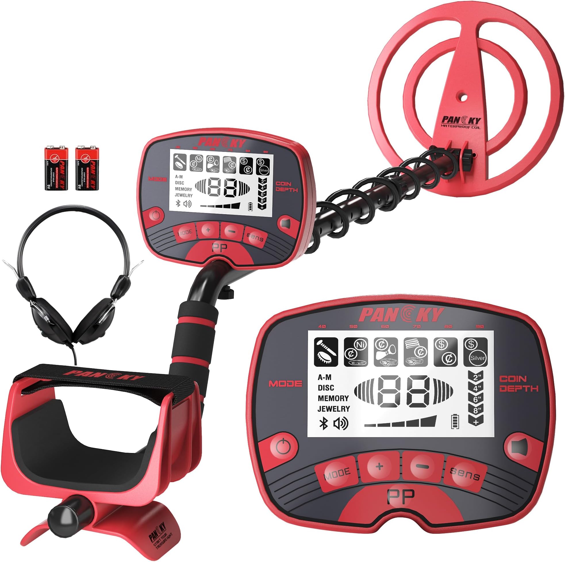 PANCKY Metal Detectors for Adults Waterproof - Professional Higher Accuracy Gold Detector with LCD Display, 5 Mode, Advanced DSP Chip 10" Coil Metal Detectors - PK0075