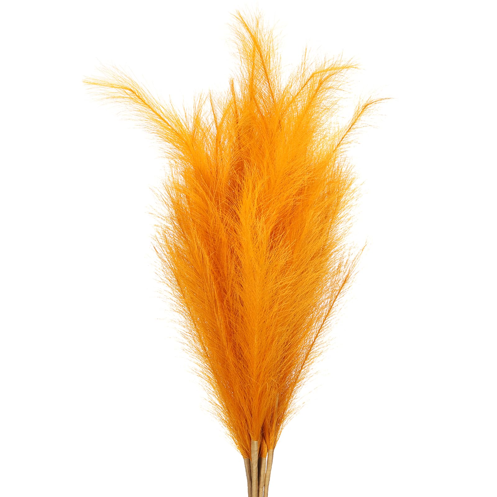 PATIKIL 37.8in Tall Pampas Decor, 7pcs Large Artificial Pampas Bulk Long Fluffy Faux Grass Dried for Home Boho Decor Vase Wedding Wall Ground, Orange