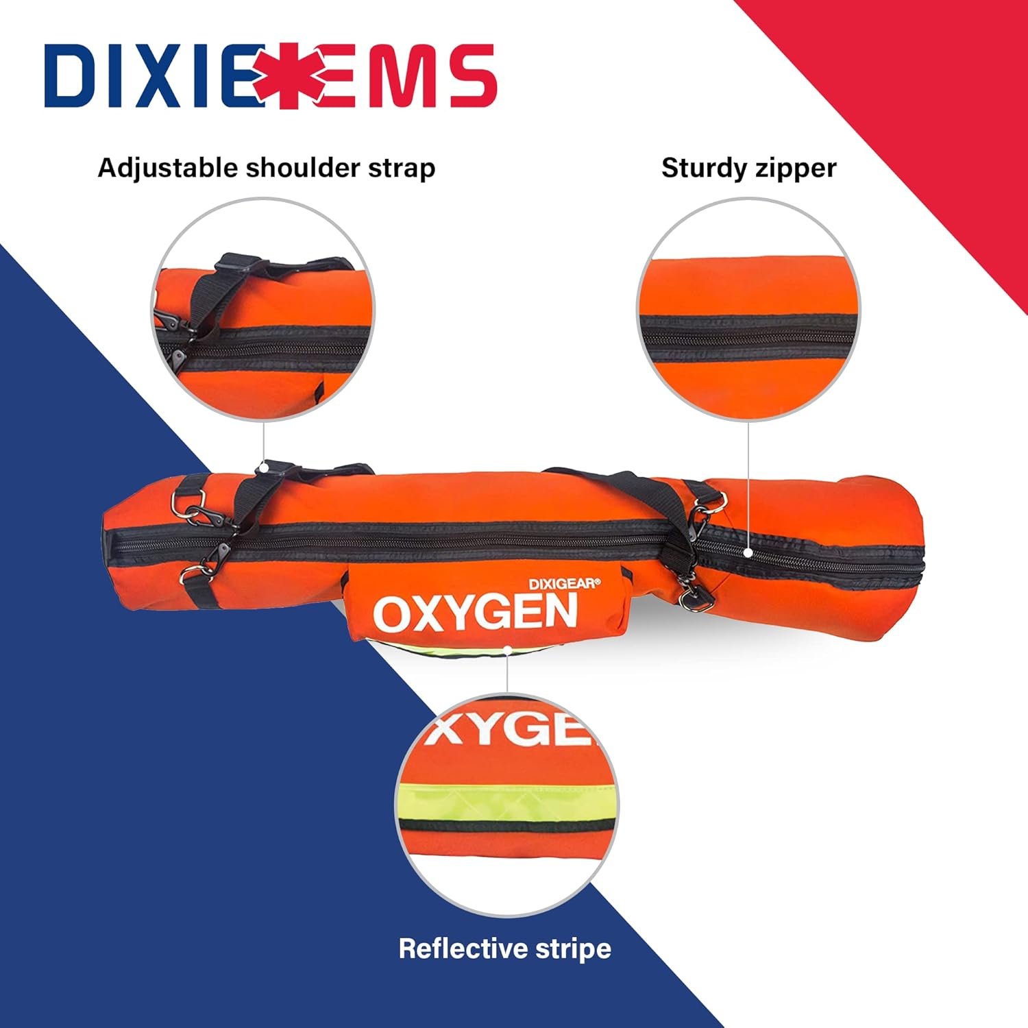 Dixie Ems O2 Shoulder Bag for E Size O2 Cylinder and Supplies, Oxygen Tank Carry Pack with Padding
