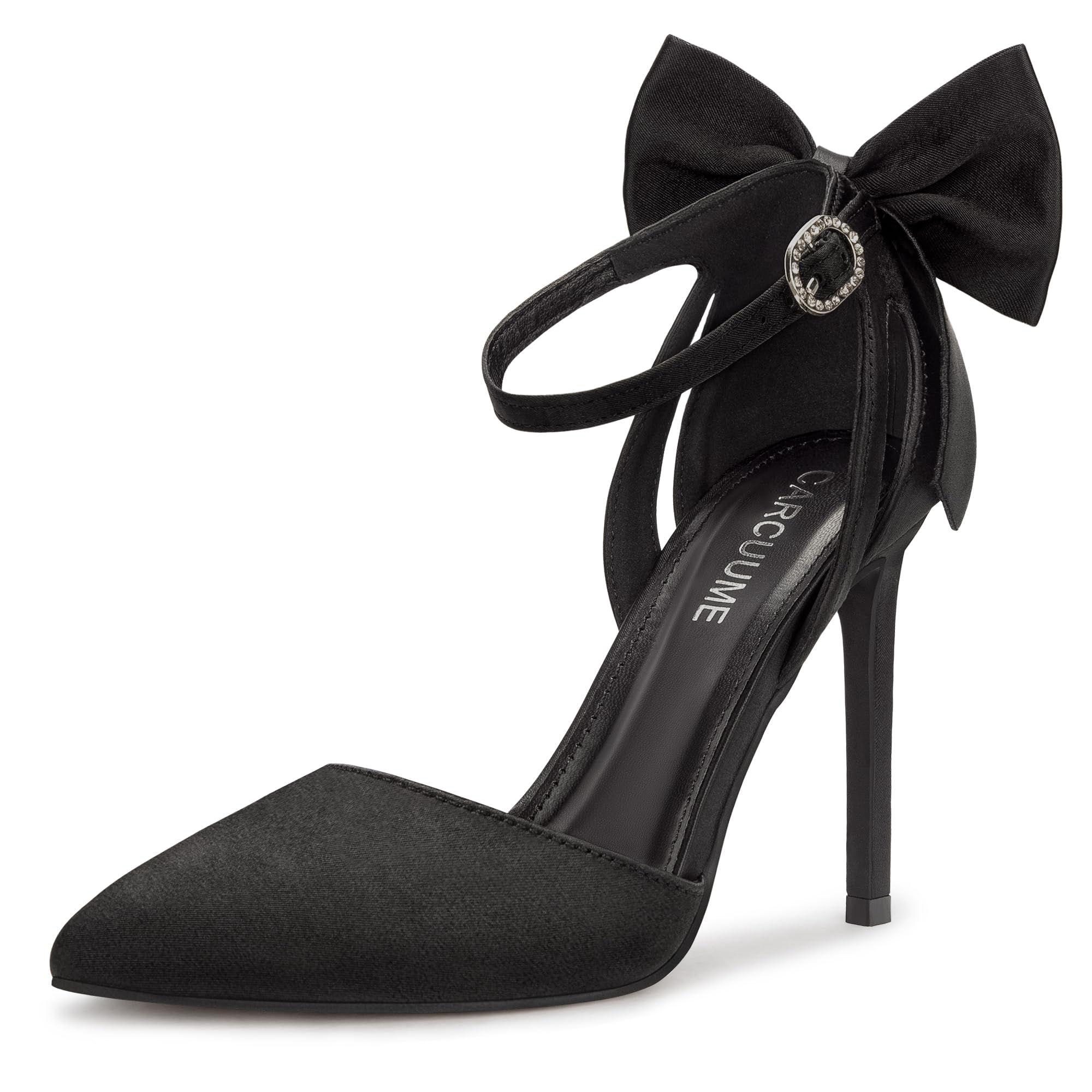 Carcuume Women's Closed Toe Heels Bow Stiletto Heel Sandals Pointed Toe Pumps Wedding Shoes