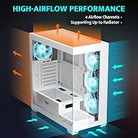 Vista 3 de darkFlash Chasis para PC ATX Torre Media, Caja de Computadora con 4 Ventiladores ARGB PWM Pre-Instalados, Caja para PC Gaming con Vista Completa
