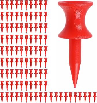 100 PCS Golf Tees Plastic 30MM Small Red Golf Tees Durable Winter Golf Tees Small Castle Tees Sustainable Strong and Brightly Coloured