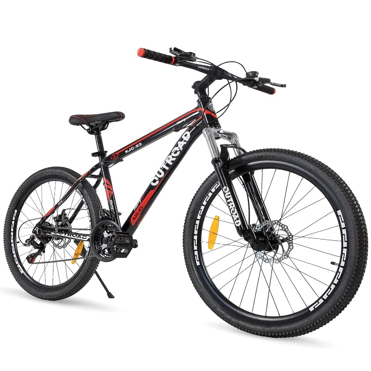 Outroad Mountain Bike, 21-Speed/High-Carbon Steel/Aviation Grade Frame, Dual Disc/V Brake, Adjustable Ergonomic Seat Bycycle for Men Women Adult, Quick Assembly in 20 Minutes
