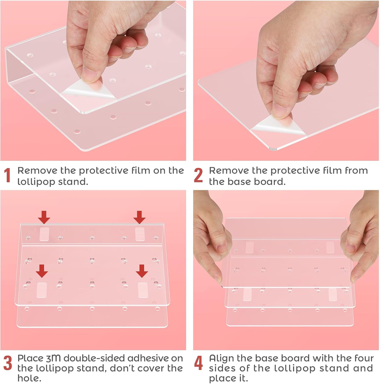 2 Pack Cake Pop Stand with Sticks Kit, Acrylic Cake Pop Display Holder with Base, Clear Lollipop Stand, 15 Holes Candy Pop Holder with 100 Pcs Sticks, 100 Pcs Clear Wrappers, 100 Pcs Gold Twist Ties - Image 3