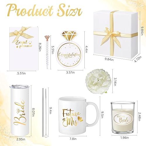 Miniatura 3 de Xtinmee Caja de regalo de 9 piezas para novia, regalo de despedida de soltera, regalo de despedida de soltera, vaso de preparación de boda, vela,
