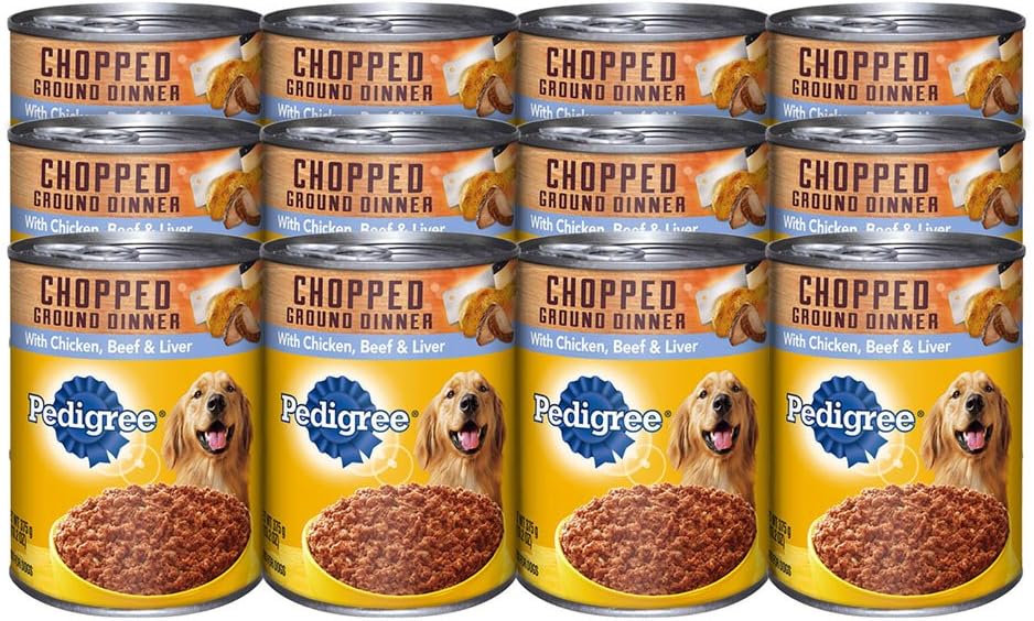 Pedigree Chopped Ground Dinner Wet Dog Food - Chicken, Beef & Liver - 13.2oz - 12pk - Chicken, Beef & Liver - 13.2 oz, Model:FBA_10148429