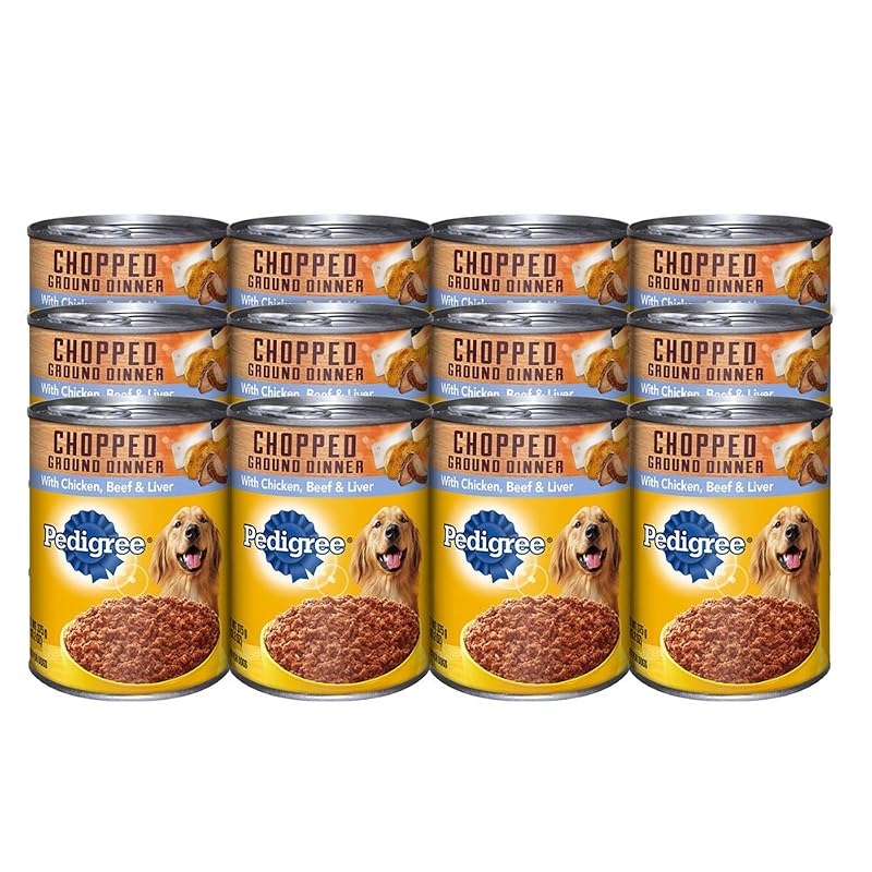 Ração Úmida para Cães Adultos Pedigree Chopped Ground Dinner Frango, Carne e Fígado, 12 unidades de 374 g