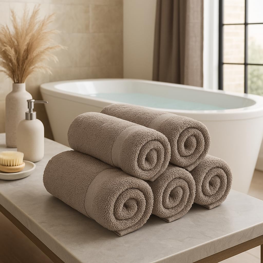 Betz Juego de 6 Toallas de Lavabo Palermo 100% Algodon 50x100 cm Colores Diversos Color Gris Piedra
