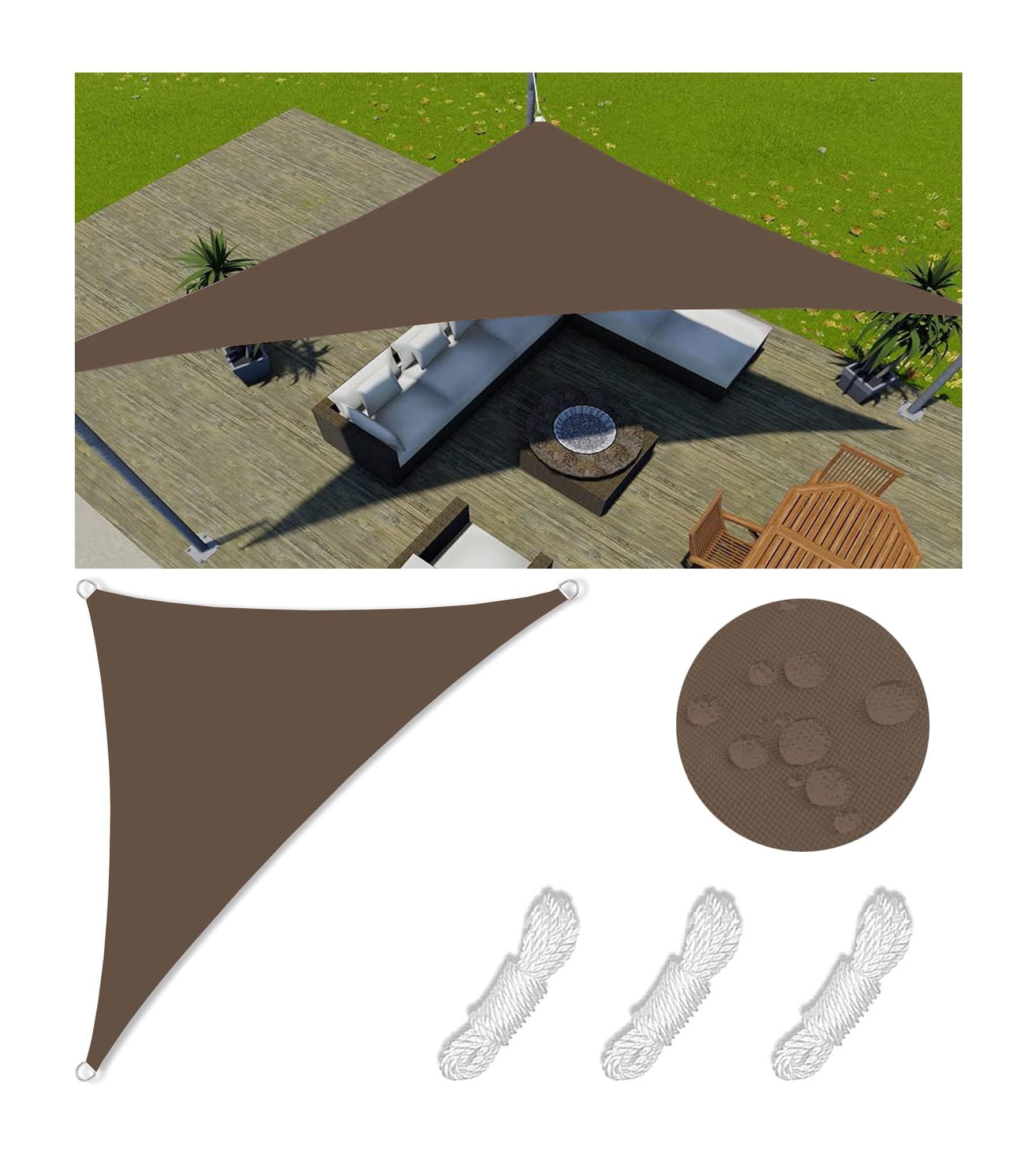 Voile triangulaire imperméable pour protéger la terrasse de la pluie