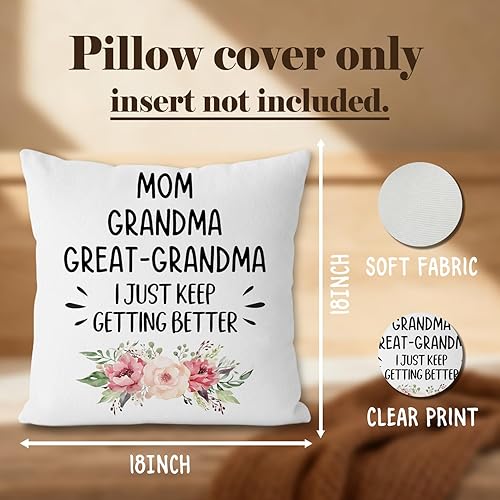 Miniatura 7 de Funda de almohada de 18 x 18 pulgadas, regalo para abuela, anuncio de embarazo para abuela, promocionado a bisabuela, fundas de almohada decorativas