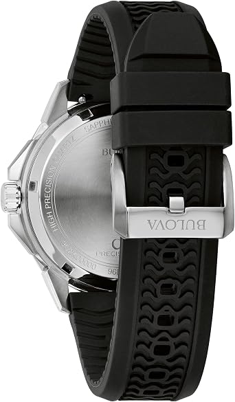 Bulova Men's Marine Star High Performance Quartz Series C Watch, Black Silicone Strap, Yellow Dial (Style: 96B431)