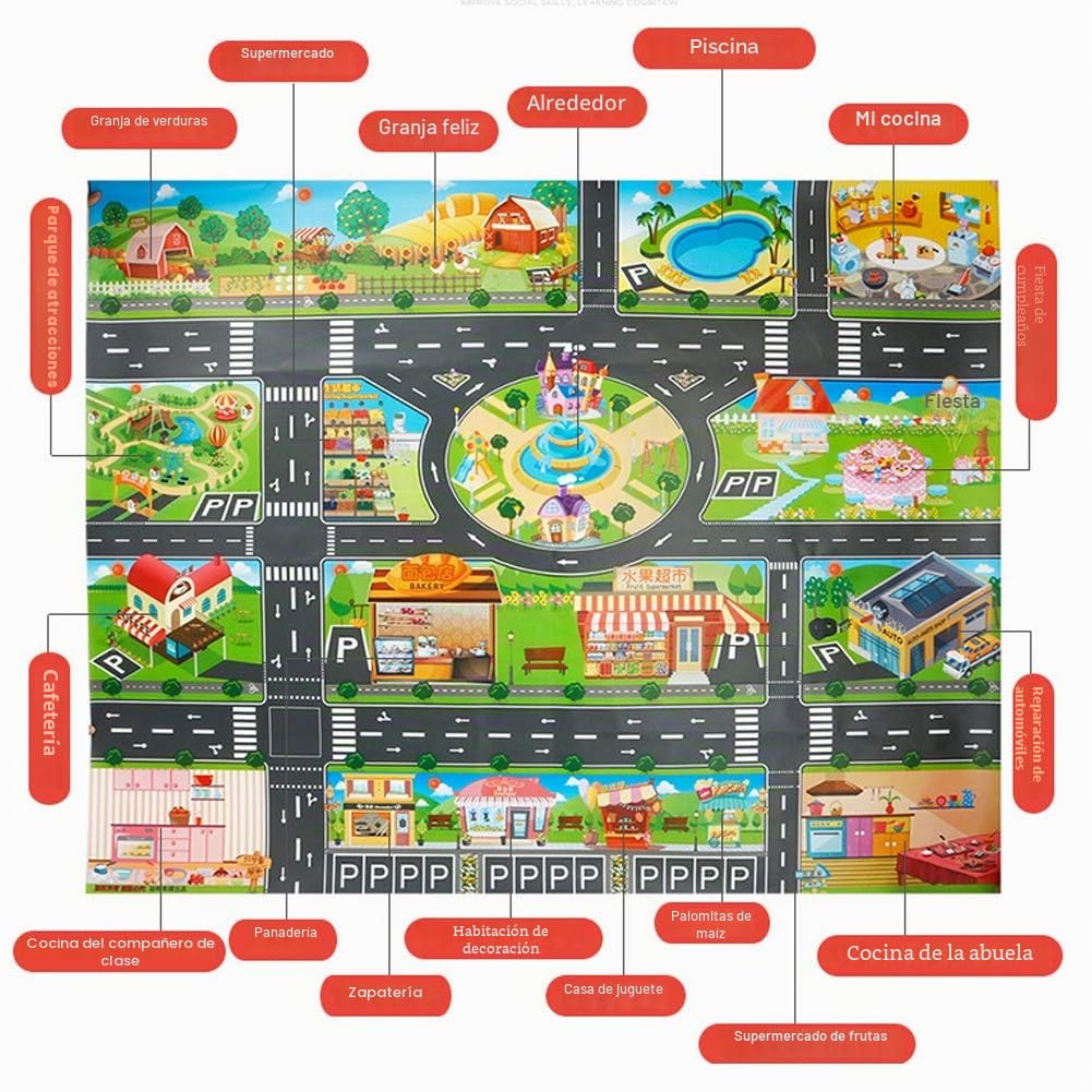 Vantiyaus Alfombra de plástico para juguetes, alfombrilla de salpicaduras, lavable para suelo o mesa, de PVC para niños, ideal para jugar con coches y juguetes.