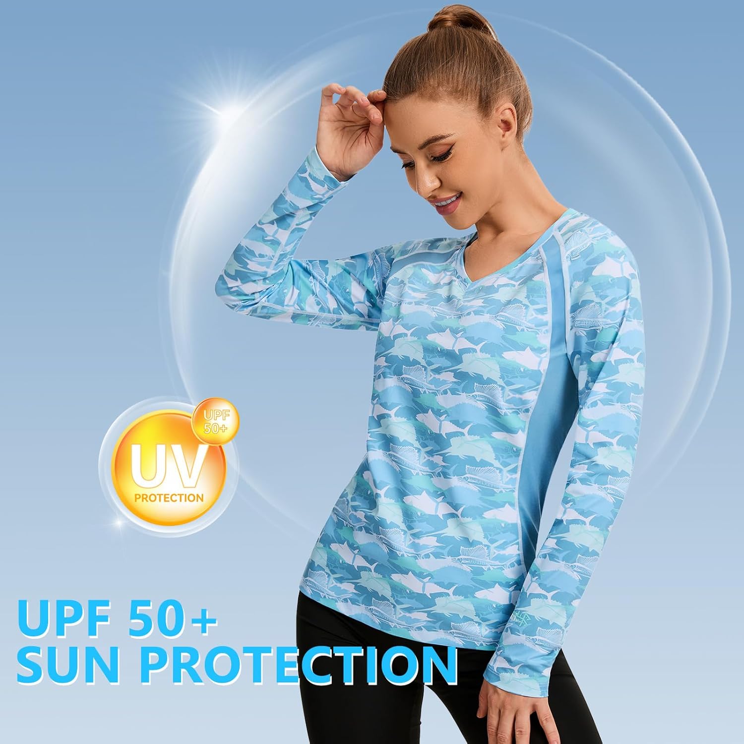 BASSDASH Women‘s UPF 50+ Wrinkle-Free Fishing Shirt Long Sleeve V Neck Breathable Sun Protection T-Shirt for Hiking SR01W - Image 3