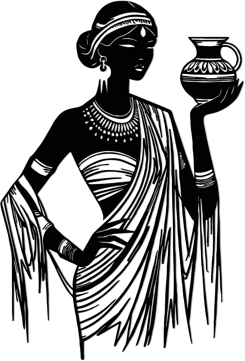 JEWLOVE Black Women Metal Wall Art, African Decor, 14.6x9.8