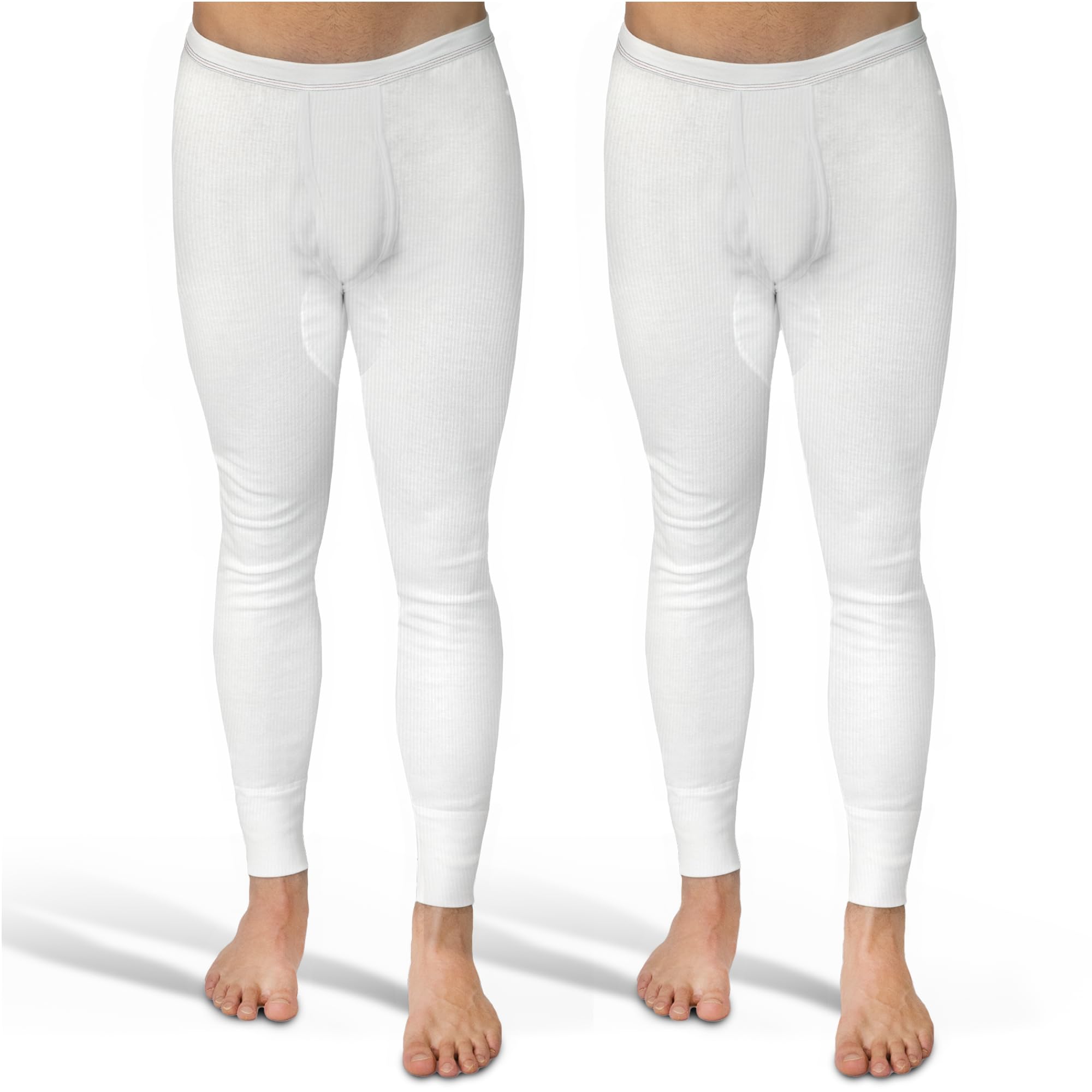 SES caleçon Long Coton, Pack de 2 caleçons Longs Hommes en côtes Doubles, Taille S - 4XL, avec Braguette et Ceinture Douce, en Coton/calson Long pour Homme Jambes Longues