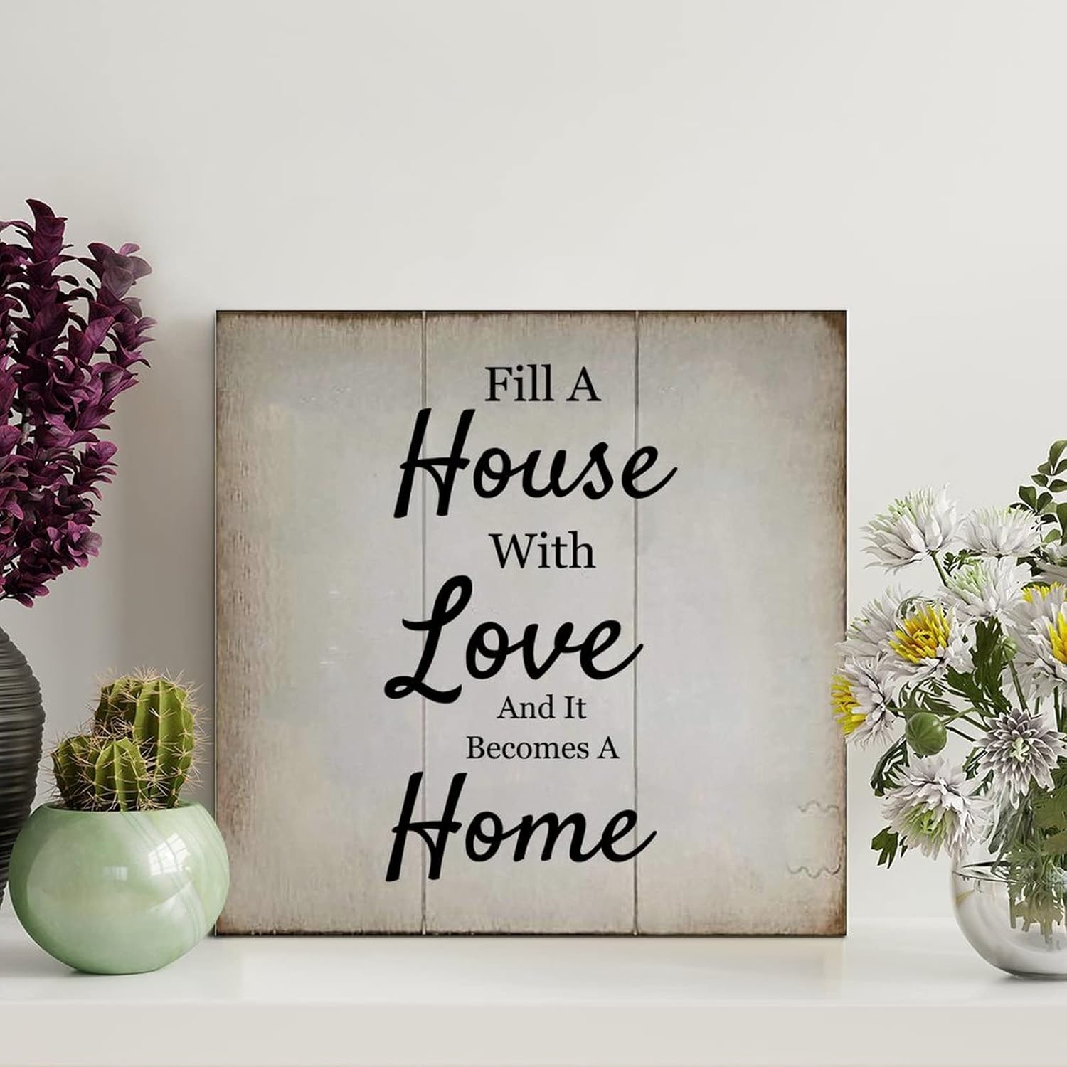 Vintage Wooden Signs Fill A House With Love Wooden Sign Wall Art Rustic