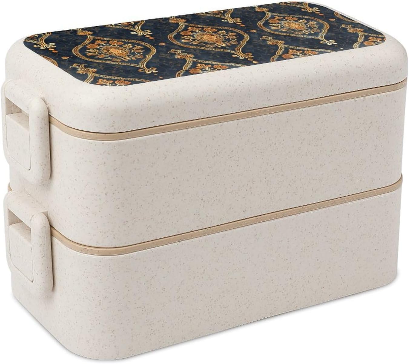 Lunch Box Bento Premium With Intricate Flowers Printed Bento Box Bento with Spoon And Fork with Compartment Containers Suitable for Men And Women, style