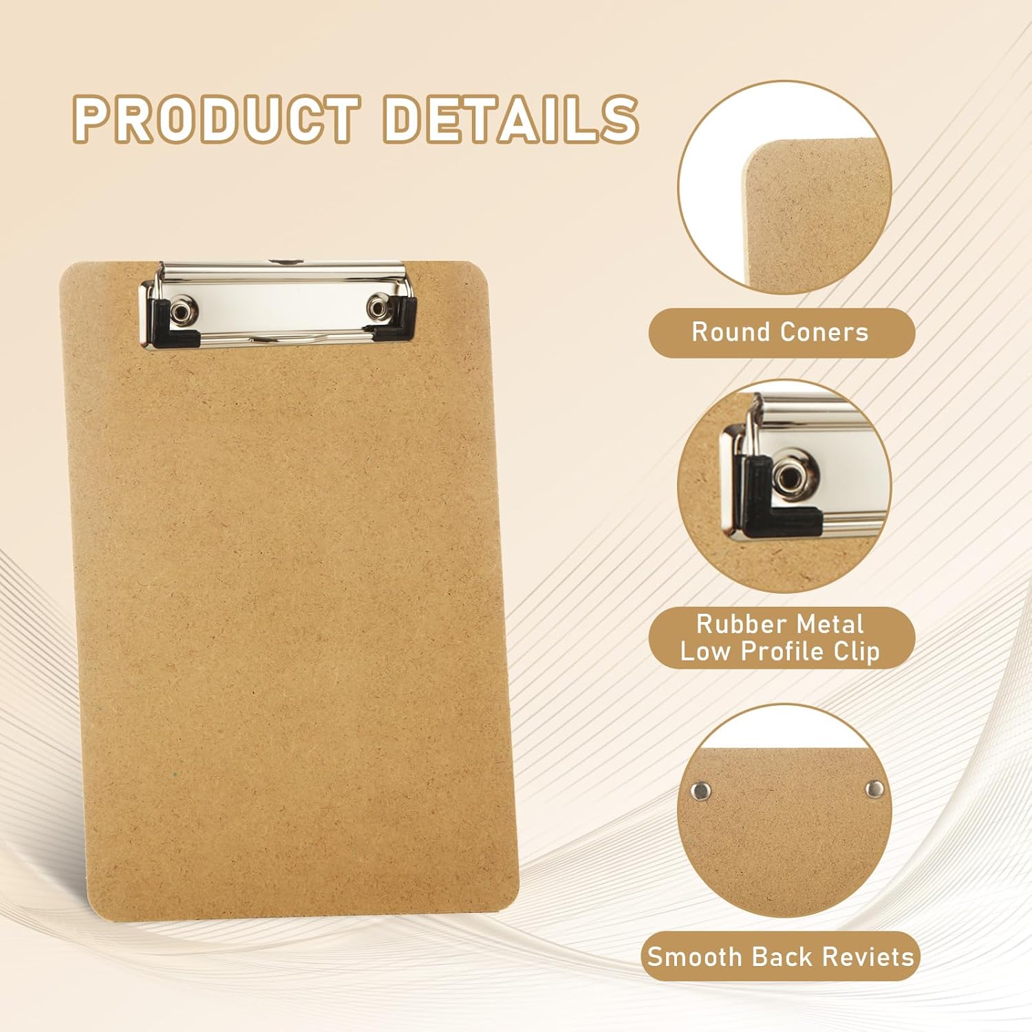 40 Pcs Mini Clipboards, 6" x 9" Small Clipboards Bulk, Wood Hardboard with Low Profile Clip, A5 Memo Size Clip Boards, Mini Wooden Clipboard for Home, Office, School Classroom Supplies, Brown - Image 3