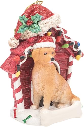 Miniatura 2 de Kurt S. Adler Golden Retriever Holiday - Adorno colgante de resina de 4 pulgadas, color rojo y marrón