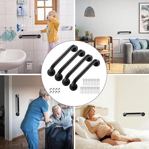 Miniatura 2 de Paquete de 4 barras de agarre para ducha, 12 pulgadas de acero inoxidable para montaje en pared, barra de seguridad para ancianos, barra de