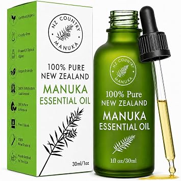 100% Pure New Zealand Manuka Oil | Organic Essential Oil | 35x Stronger Than Tea Tree | Natural Skin Care | Toenails | Diffuser | Aromatherapy | Nails | Hair | Skin | Lips