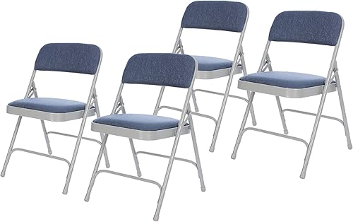 OEF Furnishings Serie OEF2200 - Sillas plegables de doble bisagra acolchadas de tela de alta calidad para servicio pesado (paquete de 4, azul
