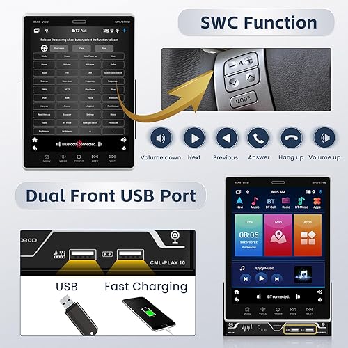 Miniatura 5 de Hikity Estéreo de coche de pantalla vertical con Apple CarPlay y Android Auto, pantalla táctil de coche de 9.5 pulgadas Android 13 Radio con GPS