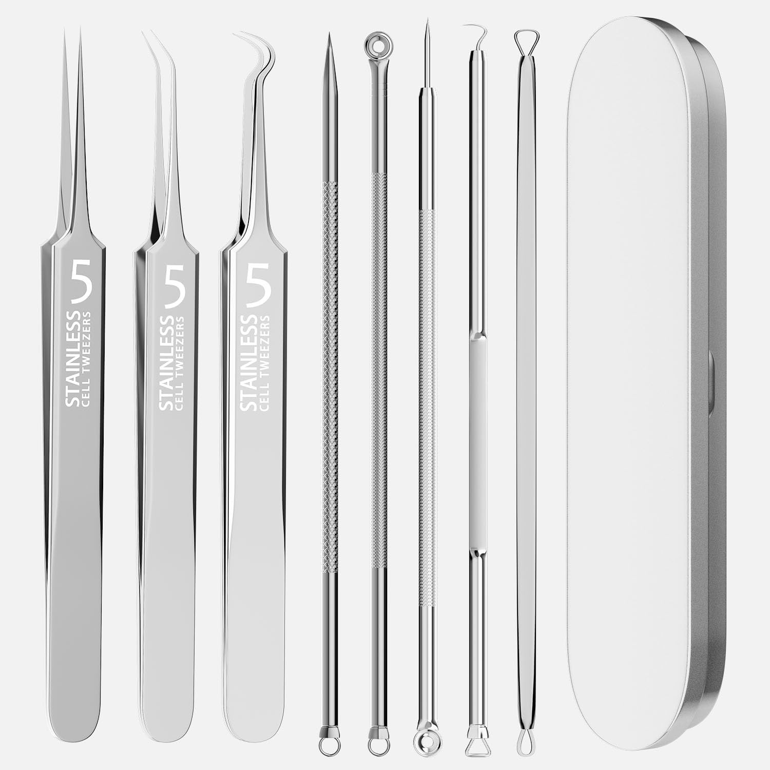 RONEFY Blackhead Remover, Pimple Popper Tool Kit, 8 Pcs Kit