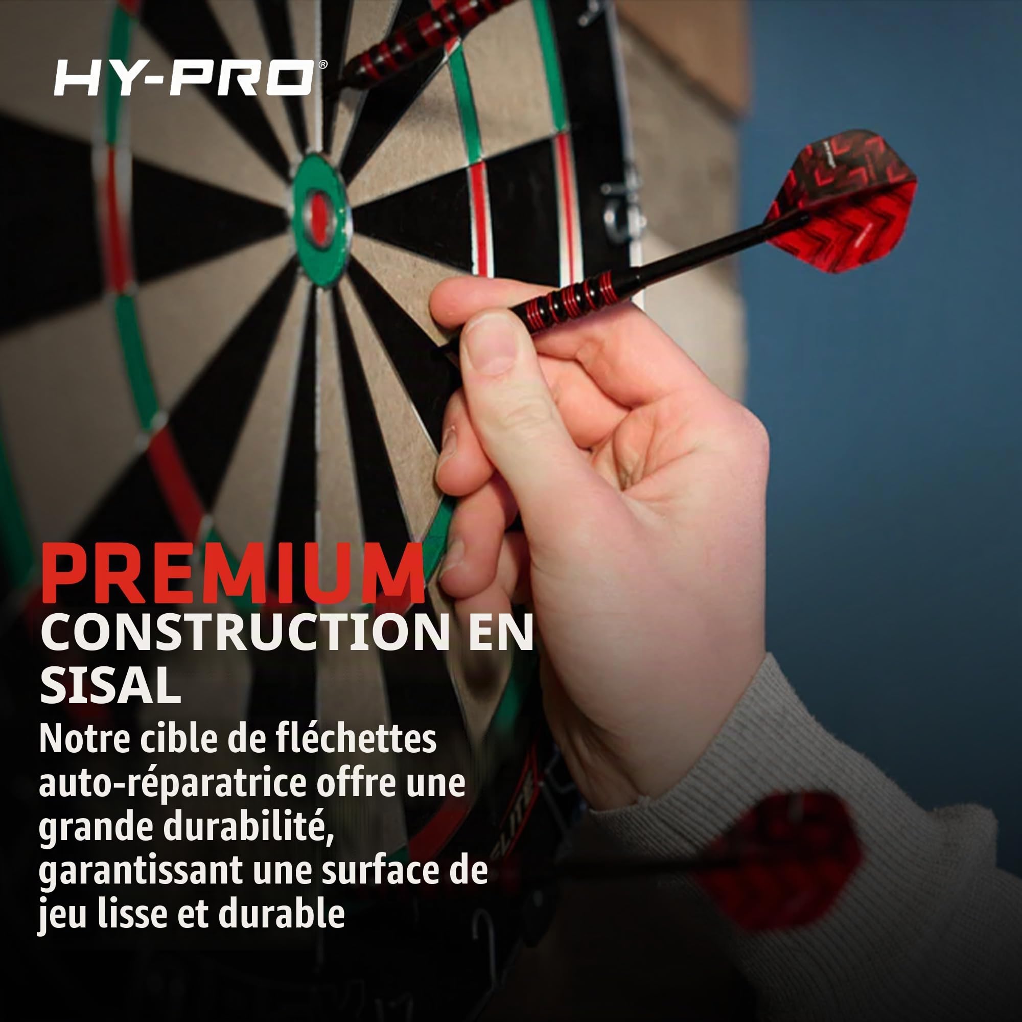 Hy-Pro Apex Cible de fléchettes professionnelle – Cible de fléchettes d'intérieur et d'extérieur avec fil de lame de précision, sisal de qualité A et montage – Idéal pour une installation facile et