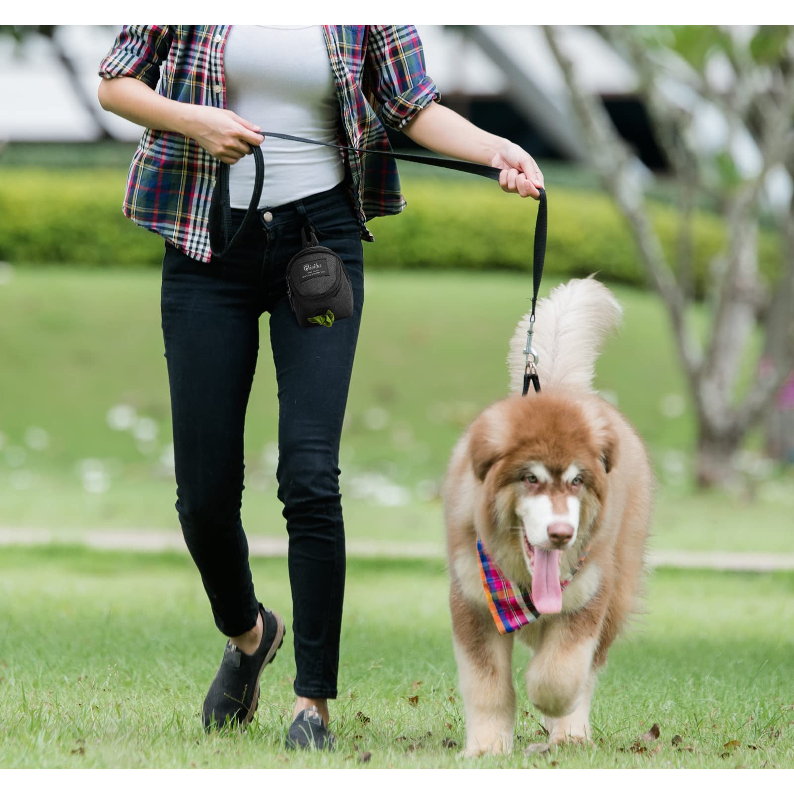FuninCrea Borsa per Cibo per Cani, Borsa Addestramento Cani con Dispenser per Cacca Integrato per Passeggiate in Tessuto OxfordBorsa Addestramento Cane Allenamento all'aperto (Nero)